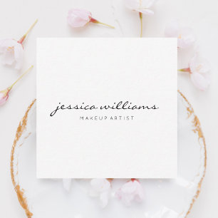 Girly Calligraphy Minimal White Square Business Card