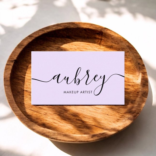 Girly Calligraphy Minimalist Light Purple Business Card (Creator Uploaded)