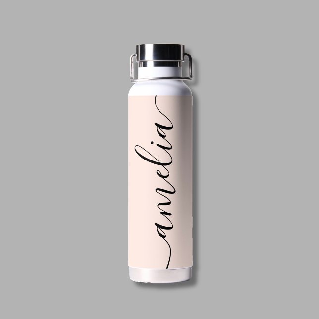 Girly Calligraphy Modern Blush Pink Water Bottle (Creator Uploaded)