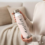 Girly Calligraphy Modern Blush Pink Water Bottle<br><div class="desc">Name in modern  script calligraphy.</div>