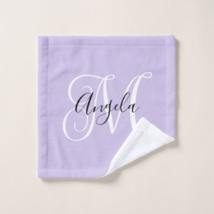 Girly Calligraphy Monogram Pale Lavender Wash Cloth