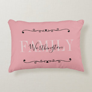 Girly Calligraphy words Name pink blush red Accent Decorative Cushion