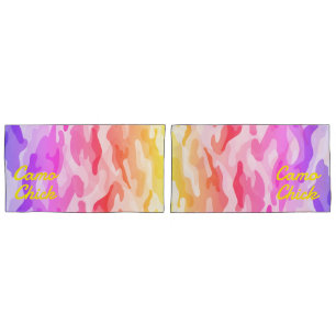 Girly Camouflage Pastels Monogram in Yellow   Pillowcase