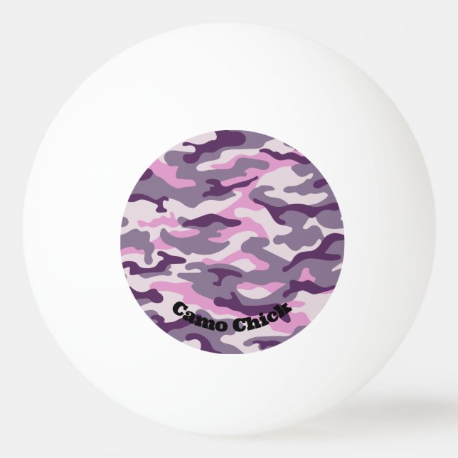 Girly Camouflage Pinks Monogram in Black | Ping Pong Ball (Back)