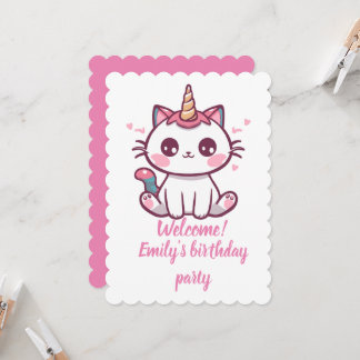 Girly Caticorn birthday Invitation