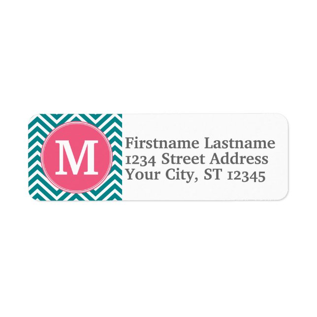 Girly Chevron Pattern with Monogram - Pink Teal (Front)