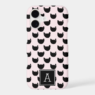 Girly chic  black cat PINK Monogram Personalised