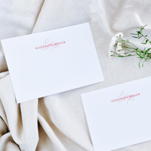 Girly Chic Blush Pink 2 Script Monorgram Card