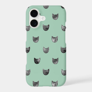 Girly Chic Cute Cat Pattern Green