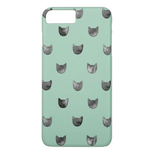 Girly Chic Cute Cat Pattern Green Case-Mate iPhone Case