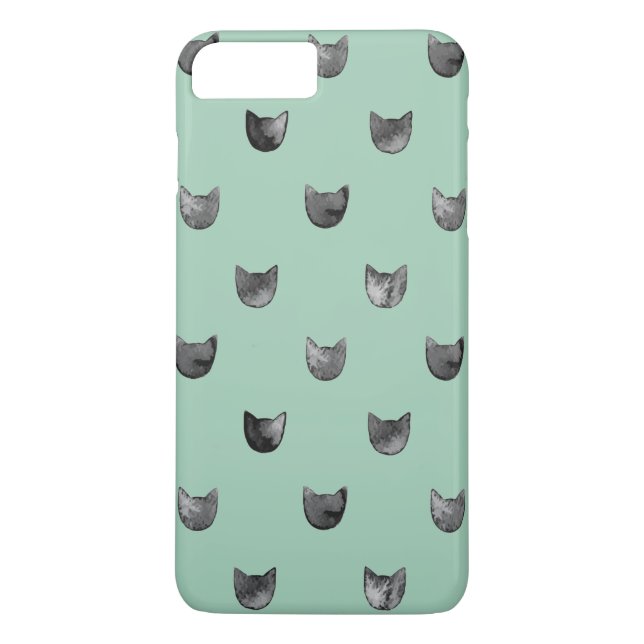 Girly Chic Cute Cat Pattern Green Case-Mate iPhone Case (Back)