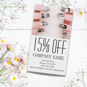 girly chic elegant manicure nails nail salon discount card