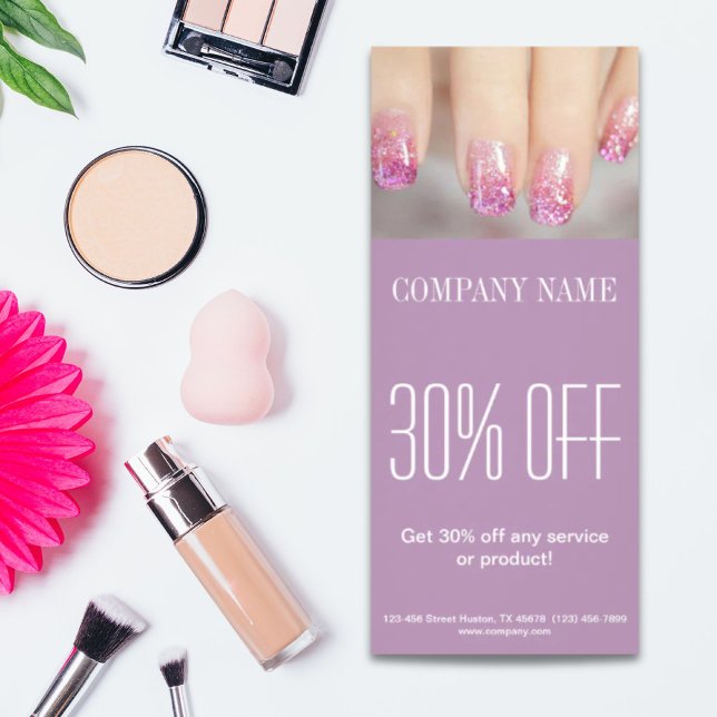 girly chic elegant manicure nails nail salon rack card (girly chic elegant manicure nails nail salon rack card)