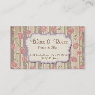 Girly Chic Elegant Vintage Floral Roses Business Card