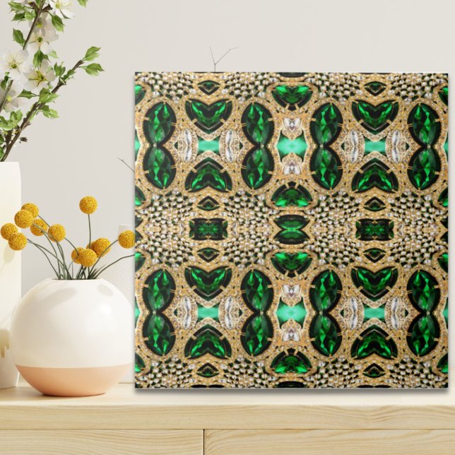 girly chic fashion art deco gold emerald green  tile (girly chic fashion art deco gold emerald green ceramic tile)
