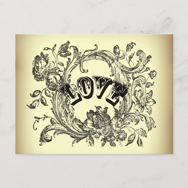 girly chic flourish swirl pastel colours victorian postcard (Front)