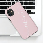 Girly Chic Handwritten Script Name Pink Custom Case-Mate iPhone Case<br><div class="desc">Girly Chic Handwritten Script Name Pink Custom iPhone 11 Case</div>