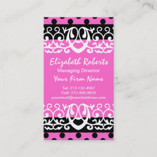 Girly Chic Hot Pink and Black Polka Dots Business Card
