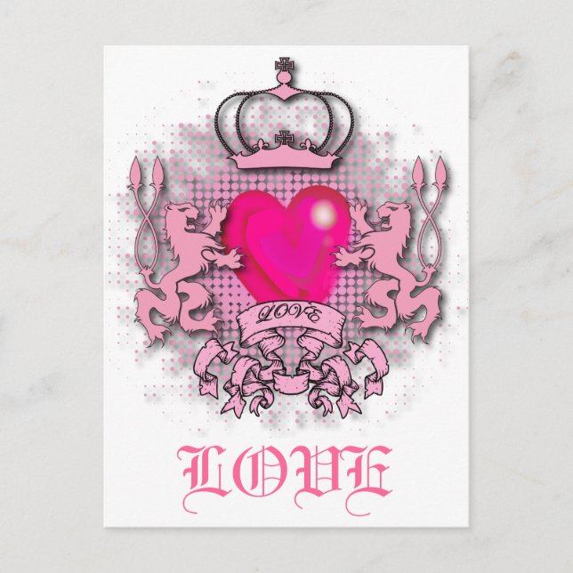 girly chic hot pink jubilee monarchy crown postcard (Front)