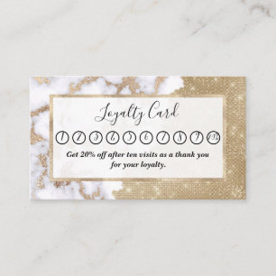 Girly Chic Modern Glam Gold Glitter Marble Pattern Loyalty Card