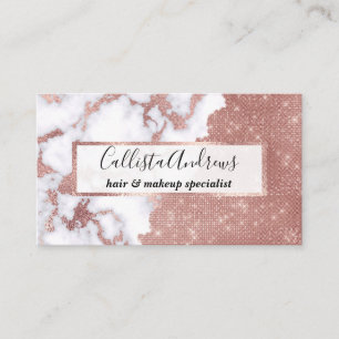 Girly Chic Modern Rose Gold Glitter Marble Pattern Business Card