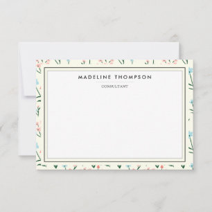 Girly Chic Pastel Pink Blue Flowers Pattern Card