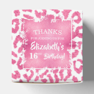 Girly Chic Pink and White Leopard Birthday Favour Box