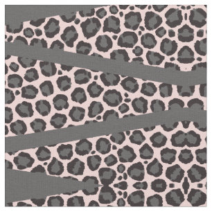 Girly Chic Pink Black Grey Leopard Cheetah Print Fabric