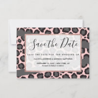 Girly Chic Pink Black Grey Leopard Cheetah Print