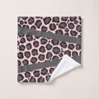 Girly Chic Pink Black Grey Leopard Cheetah Print