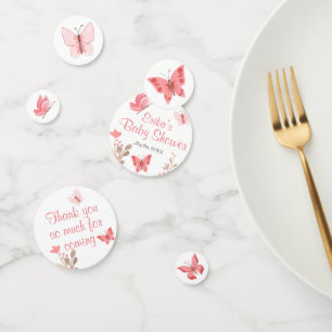 Girly Chic Pink Floral Butterflies Baby Shower Confetti
