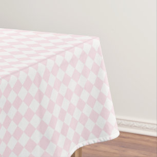 Girly Chic Pink White Home Decor Chequered Pattern Tablecloth