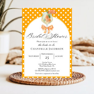 Girly Chic Polka Dots Orange Bubbly Bridal Shower  Invitation
