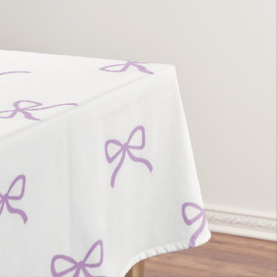 Girly Chic Purple Bow Pattern Spring & Summer Tablecloth