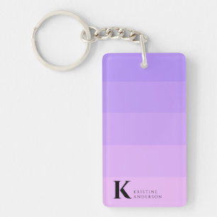Girly Chic Purple Lilac Ombre Classic Monogram Key Ring