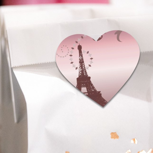 girly chic retro fashion paris eiffel tower heart sticker (girly chic retro fashion paris eiffel tower heart sticker)