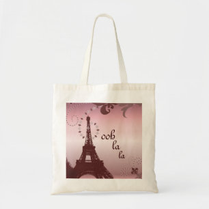 girly chic retro fashion paris eiffel tower tote bag
