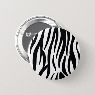 girly chic stylish black white zebra print 6 cm round badge