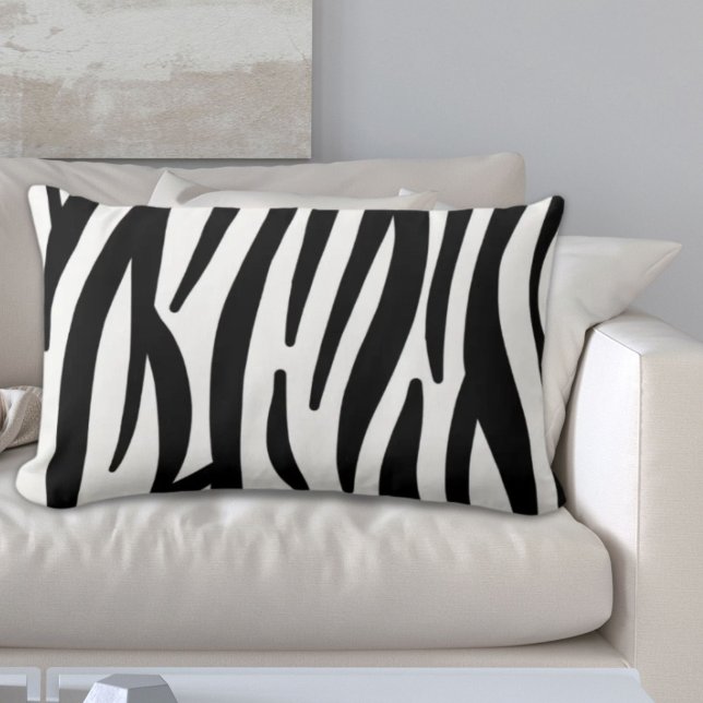 girly chic stylish black white zebra print lumbar cushion (girly chic stylish black white zebra print lumbar pillow)
