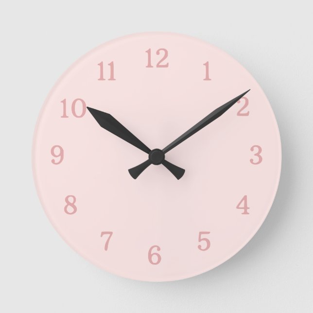 Girly Chic Stylish Blush Pink Round Clock (Front)