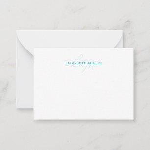 Girly Chic Teal Green 2 Script Monorgram Card