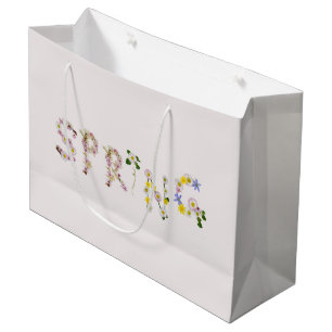 Girly Chic Trendy Flower SPRING Typography Large Gift Bag