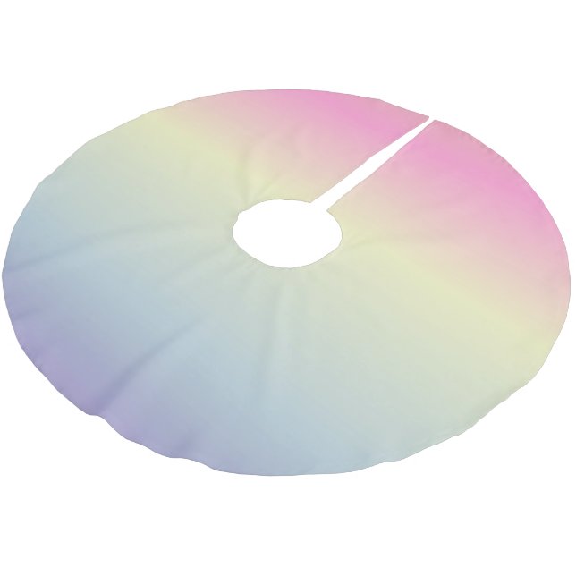 girly chic unicorn pink purple  pastel rainbow brushed polyester tree skirt (Angled)