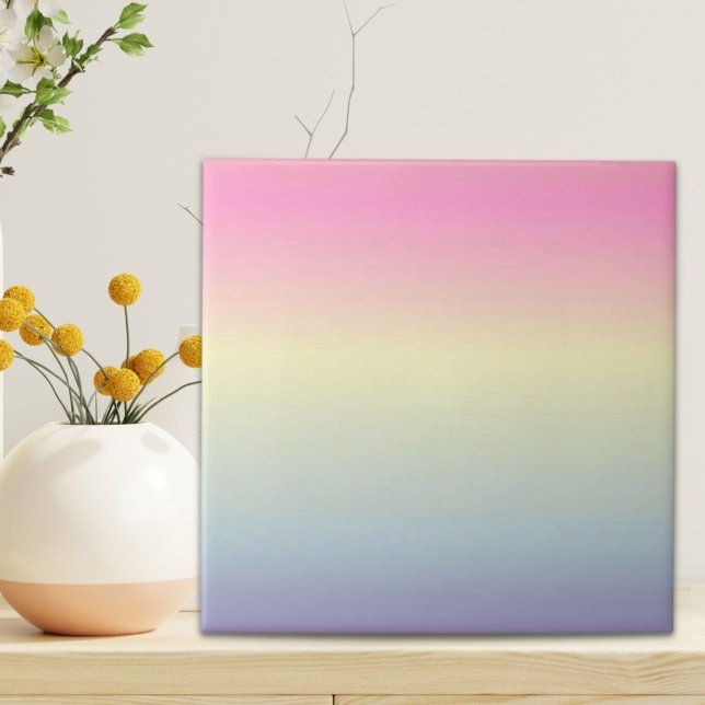 girly chic unicorn pink purple  pastel rainbow tile (girly chic unicorn pink purple pastel rainbow ceramic tile)