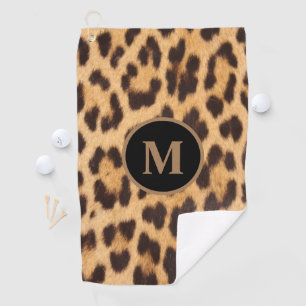 girly chic wild leopard print monogrammed golf towel