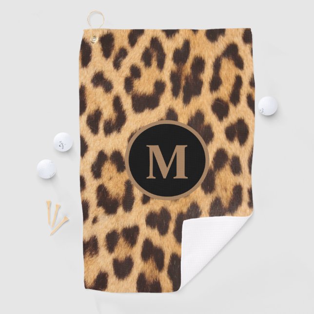 girly chic wild leopard print monogrammed golf towel (InSitu)