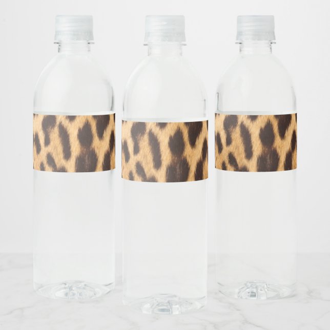girly chic wild safari party leopard print water bottle label (Bottles)
