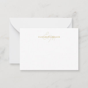 Girly Chic Yellow Gold 2 Script Monorgram Card