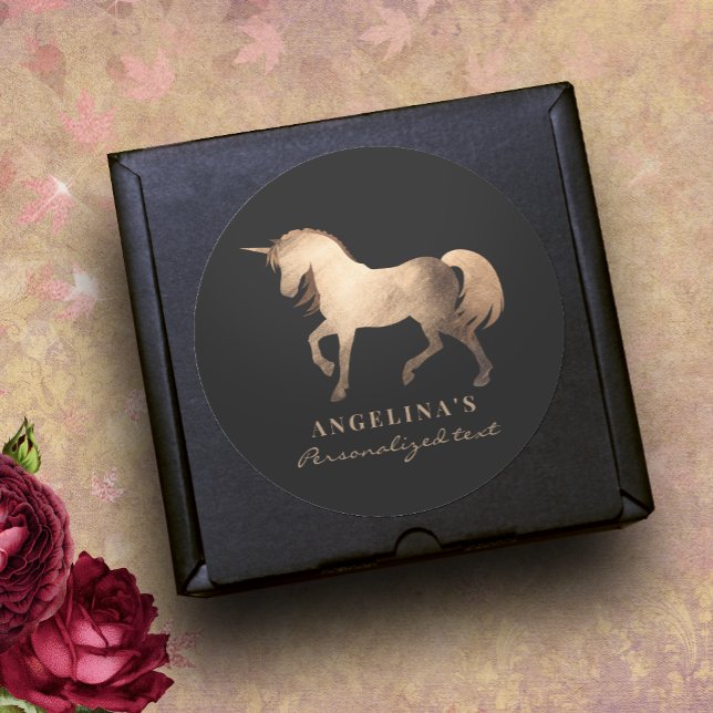  Girly Classy Luxury Rose Gold Foil Custom Unicorn Classic Round Sticker (Creator Uploaded)
