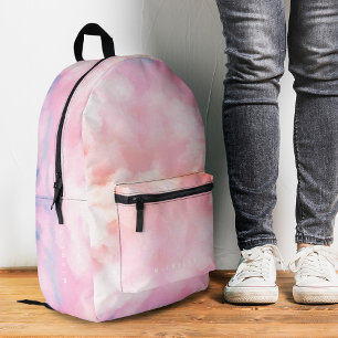 Girly Cloudy Pink Pastel Watercolor Printed Backpack